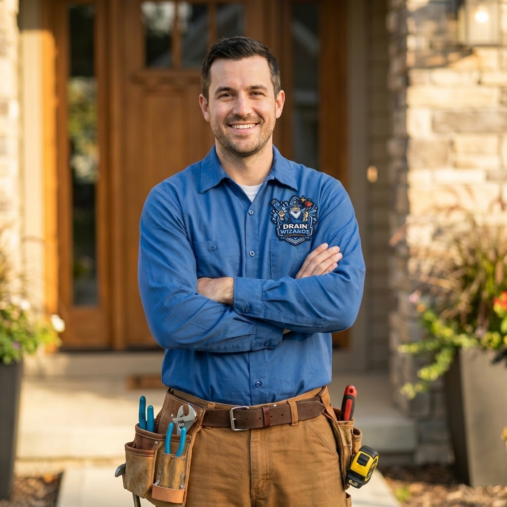 Professional drain specialist clearing a clogged pipe