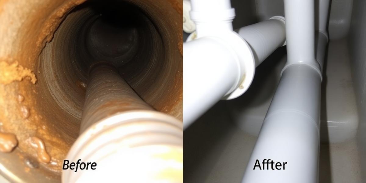 Before and after hydro jetting